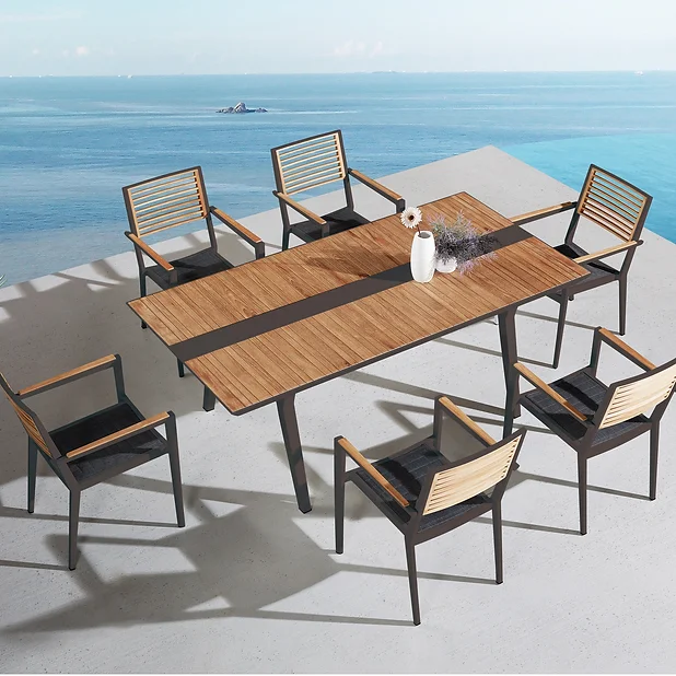 Stylish and comfortable chairs with a table from the brand Higold™ Champion Outdoor Dining Set - Teak/Black