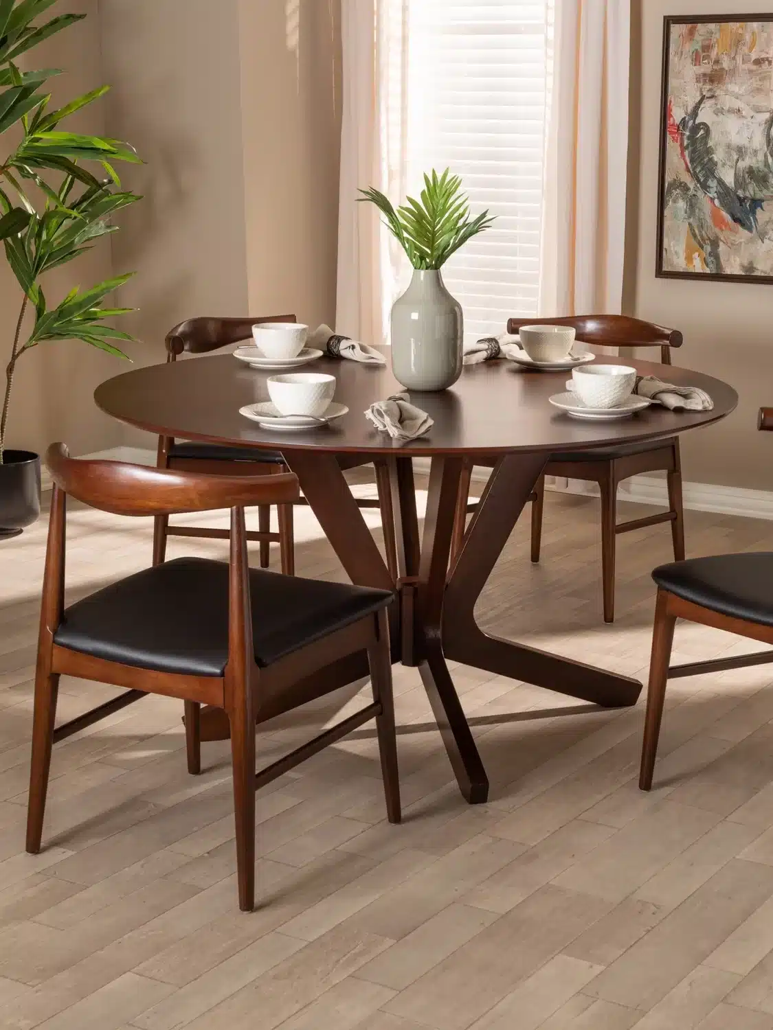 Baxton™ - Berlin Mid-Century Modern 5-Piece Wood Dining Set