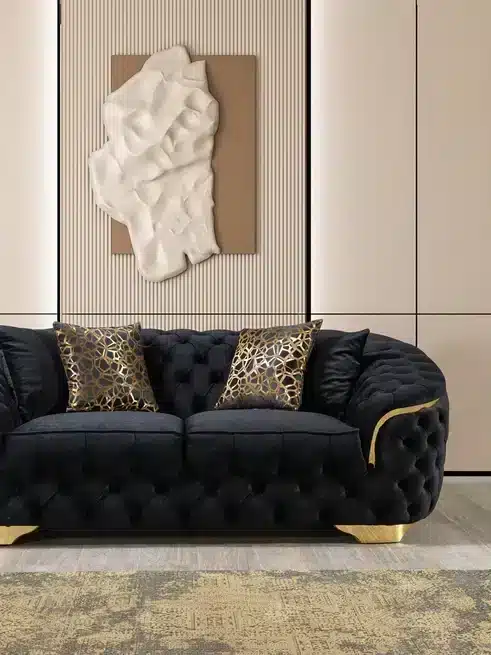 Nova Lupino Velvet Sofa & Loveseat - Black