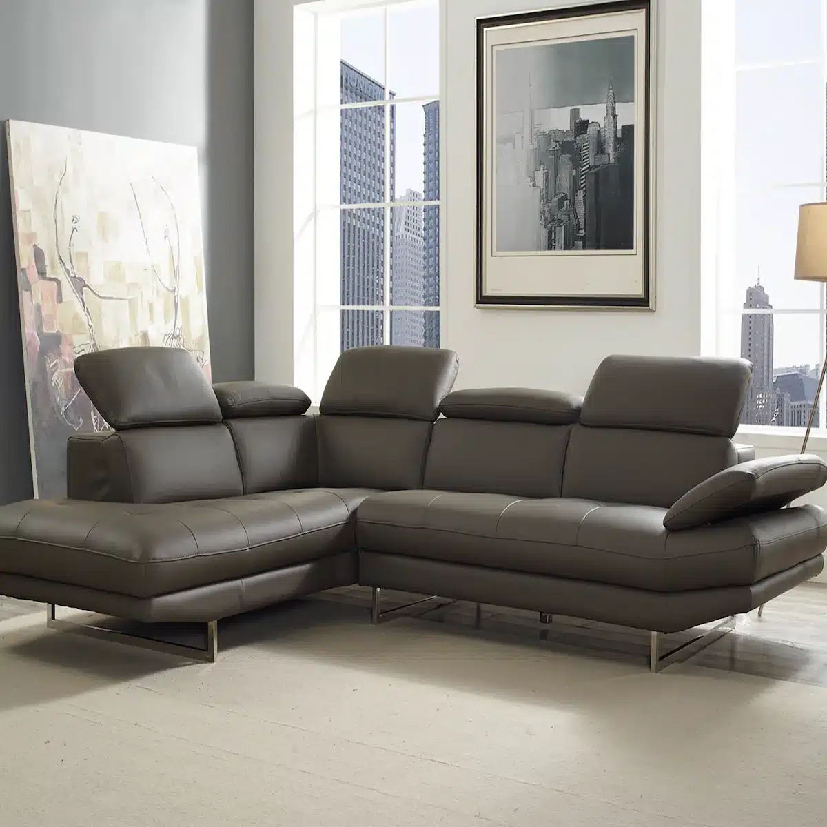 whiteline pandora sectional dark gray