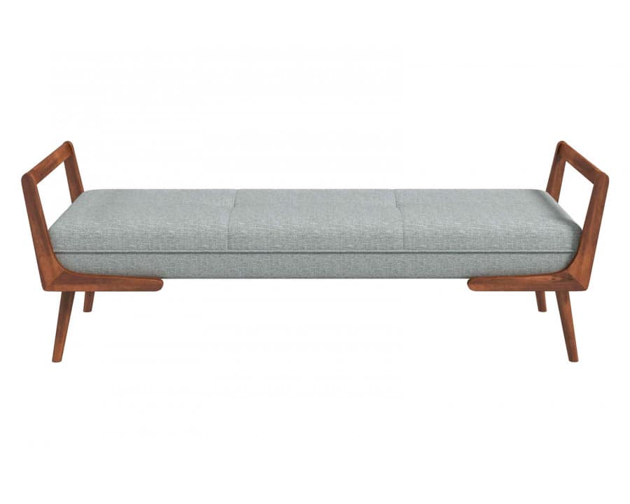 Ashcroft - Cora Mid-Century Modern Fabric Bench in Gray