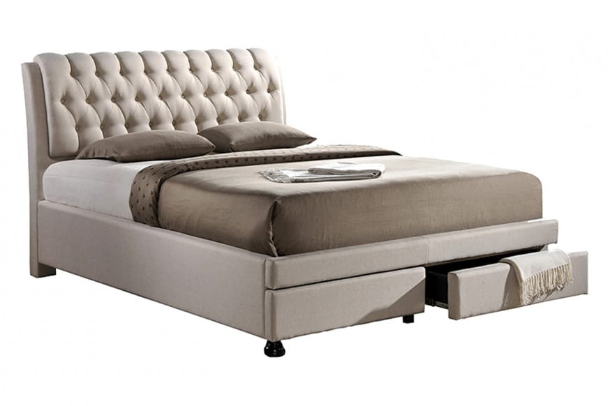 Baxton™ - Ainge Contemporary Bed with 2-Drawer