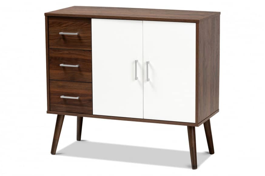 Baxton™ - Leena Mid-Century Modern 3-Drawer Sideboard Buffet