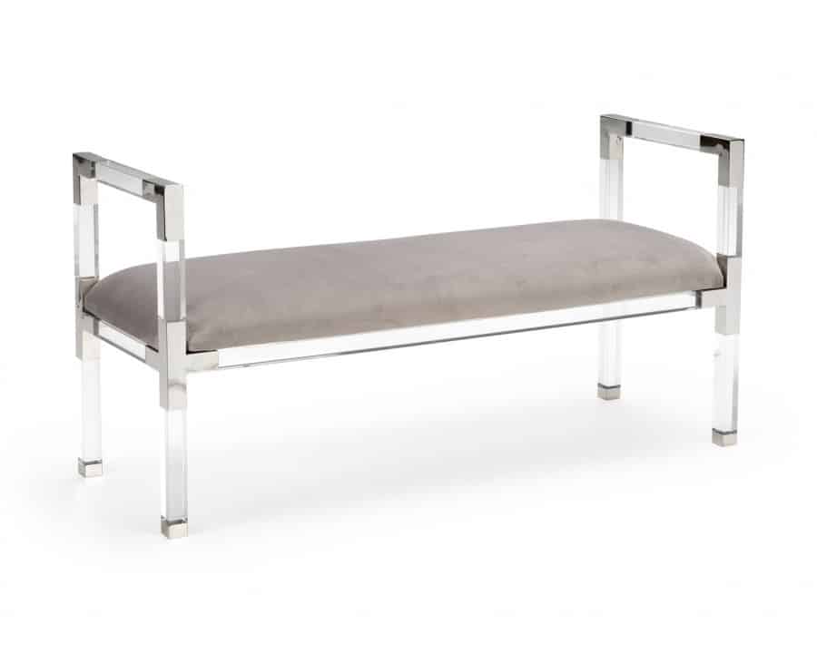 Chelsea House Master Suite Bench - Clear/Polished Nickel/Gray