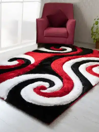 Nova 3D555 Shaggy Area Rug - Red