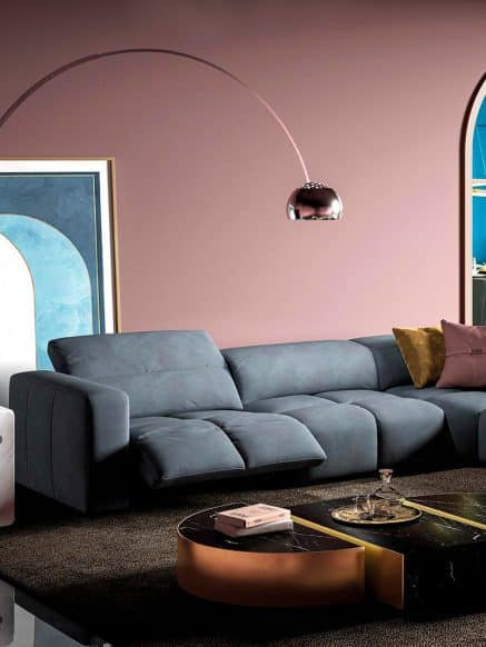 Estro™ IS 287 A Madison Sectional with Electric Recliner - Blue