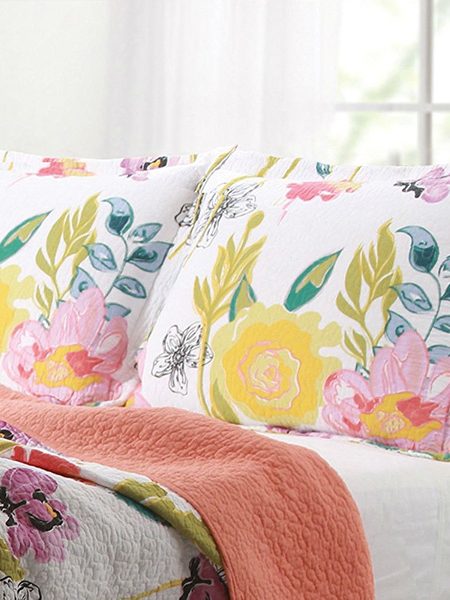 FaFurn™ 3-Piece Cotton Quilt Set with Floral Pattern - King Size