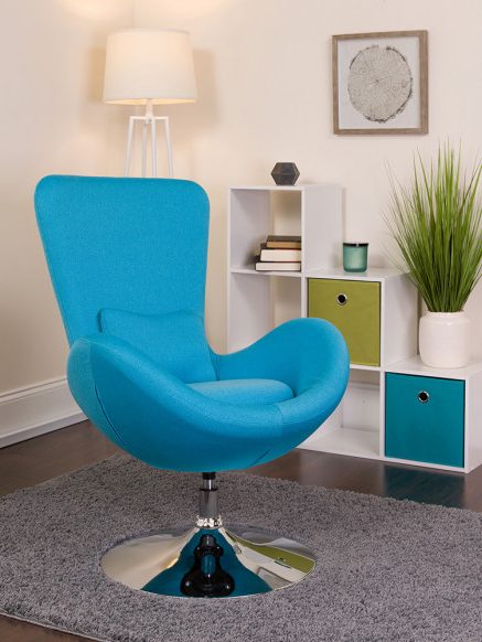 BLNK® Egg Series Fabric Side Reception Chair - Aqua