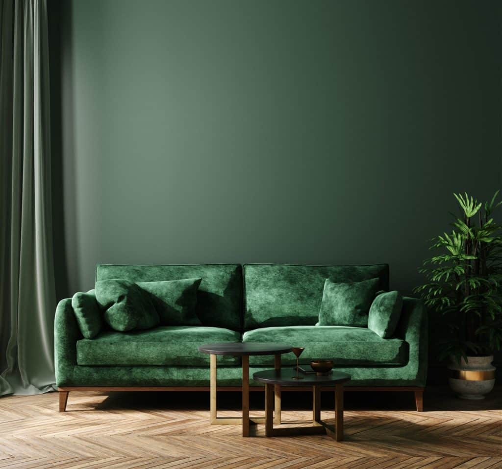 Furniture In Black And Dark Colors Light Green Sofa