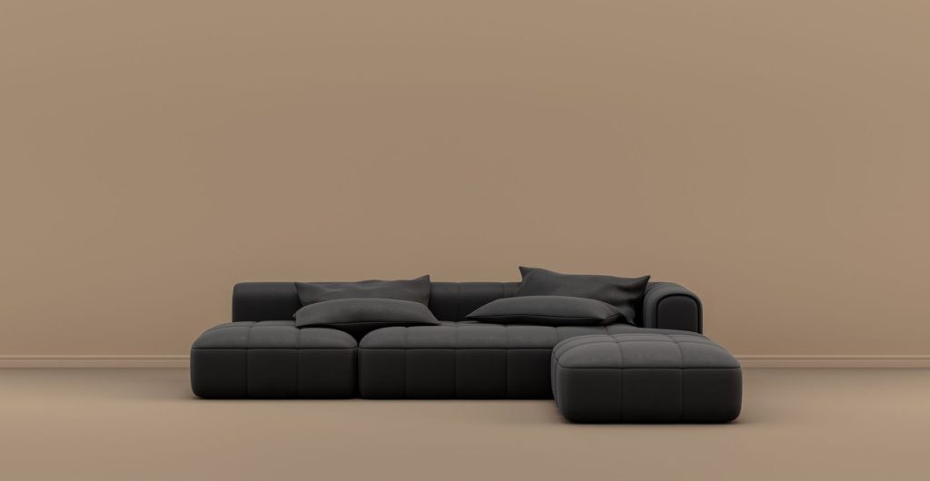 Furniture In Black And Dark Colors Voluminous Black Sofa