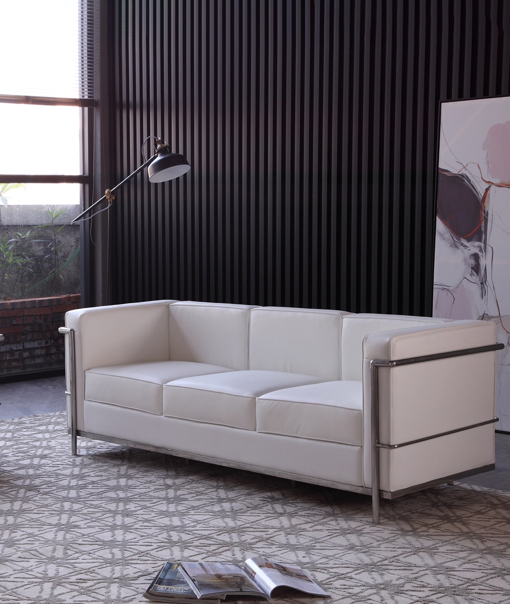 j&m white cour leather sofa