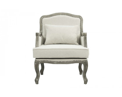 ACME™ Tania Chair with Pillow - Cream Linen/Brown