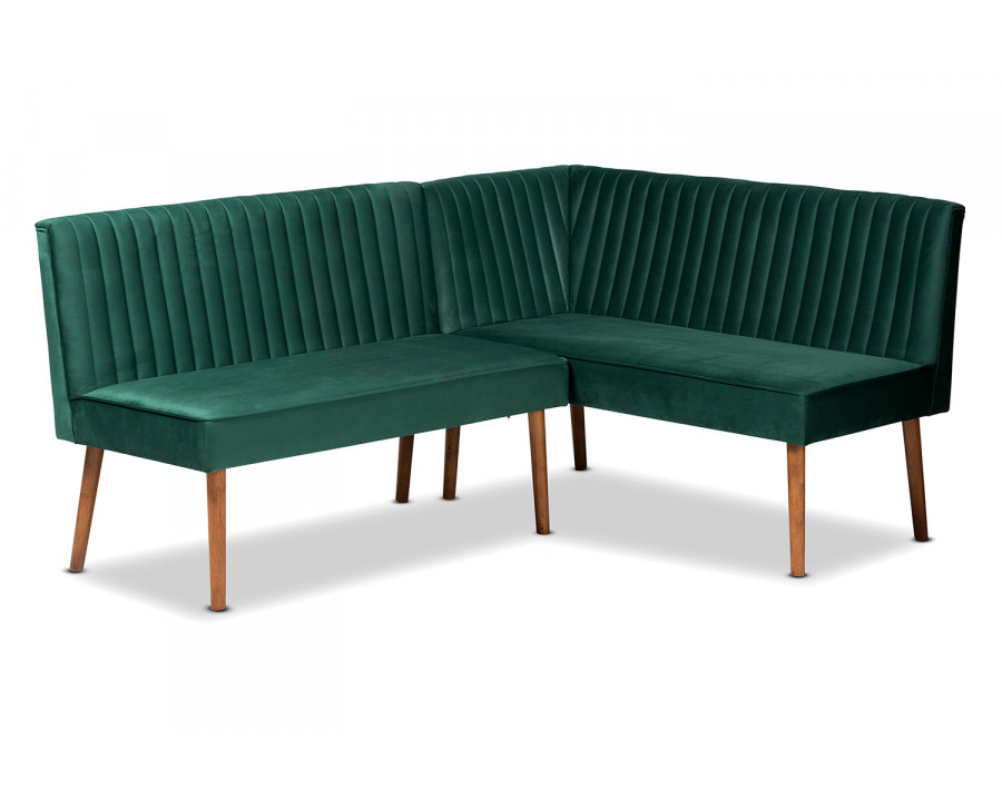 Baxton - Alvis Mid-Century Modern 2-Piece Dining Nook Banquette Set