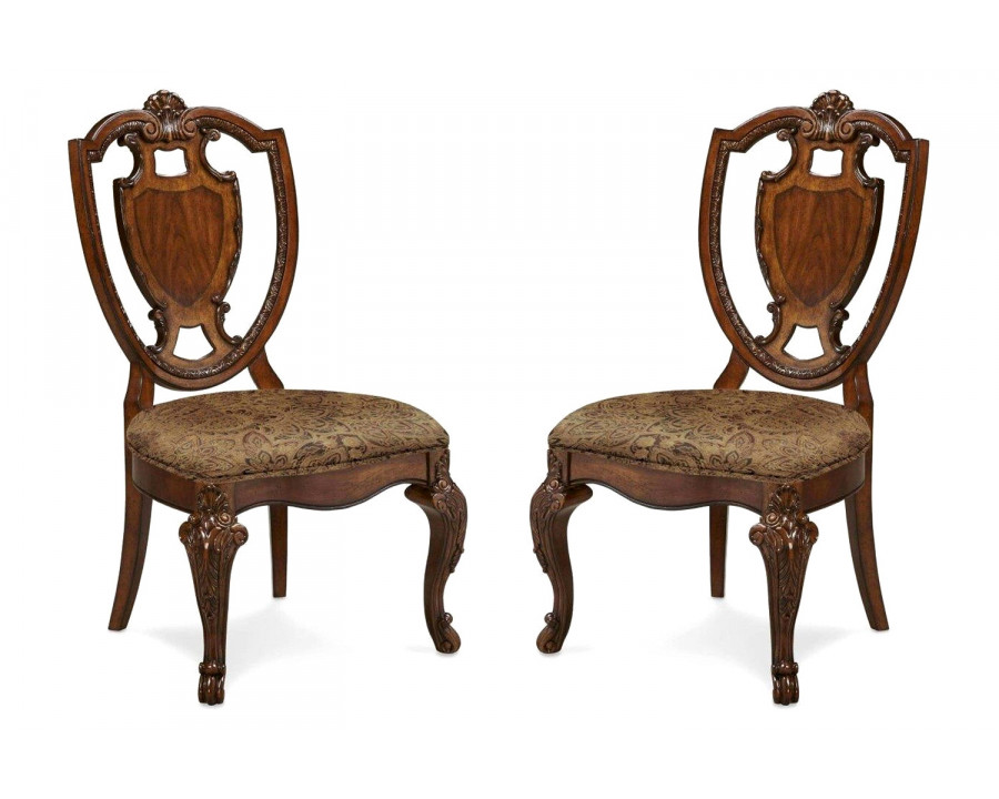 A.R.T. - Old World Shield Back Side Chair with Fabric Seat Set of 2