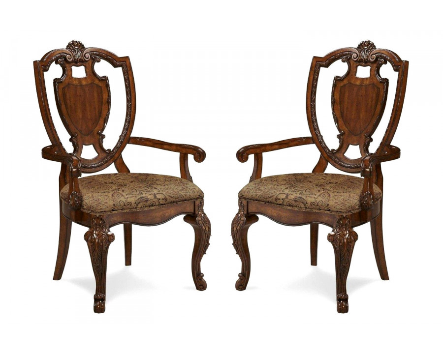 A.R.T. - Old World Shield Back Arm Chair with Fabric Seat Set of 2