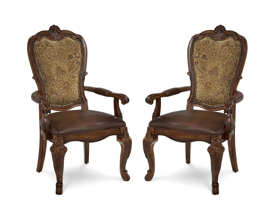 A.R.T. Old World Upholstered Back Arm Chair Set of 2