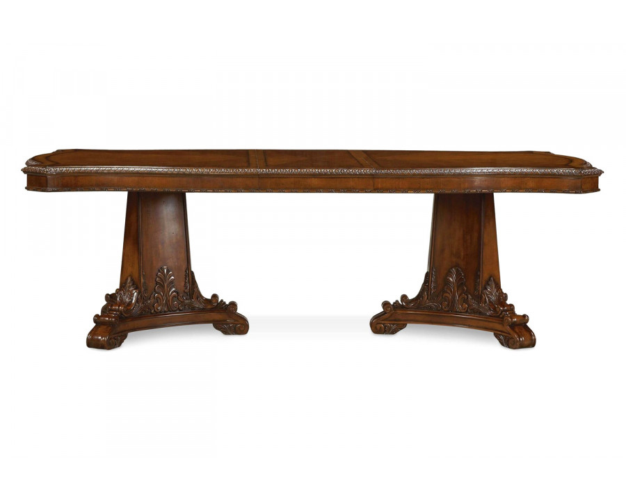 A.R.T. Old World Double Pedestal Extendible Dining Table