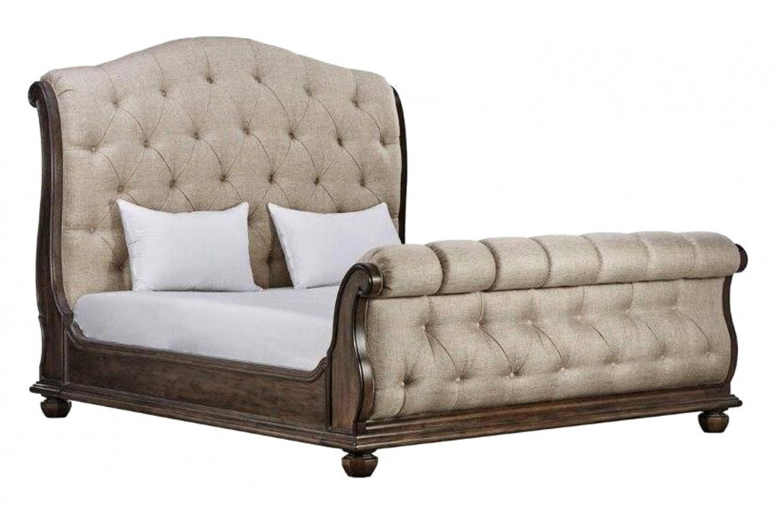 A.R.T.™ Furniture Vintage Salvage Lanza Upholstered Tufted Bed - King Size