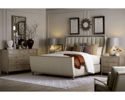 A.R.T. Cityscapes Stone Chelsea Upholstered Sleigh Bed - Queen Size