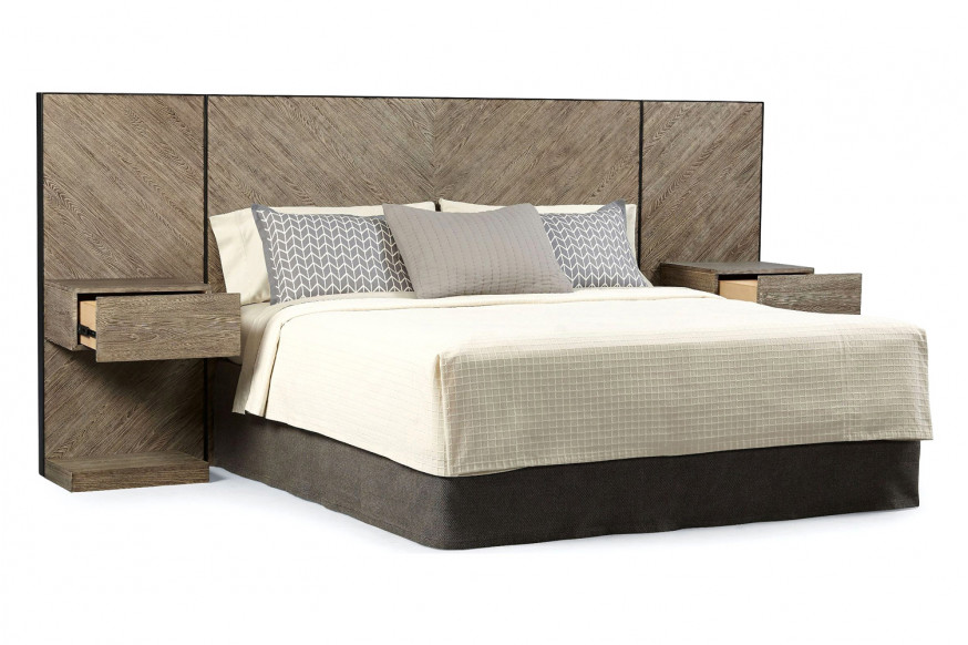 A.R.T.™ Epicenters Austin Brown Cedar Park Wall Panel Bed with Nightstand - Queen Size