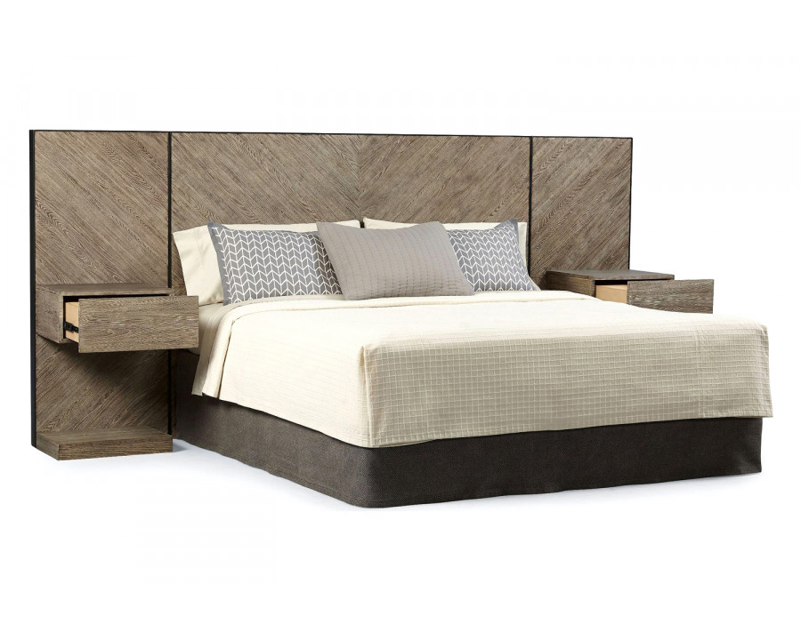 A.R.T. Epicenters Austin Brown Cedar Park Wall Panel Bed with Nightstand - Queen Size