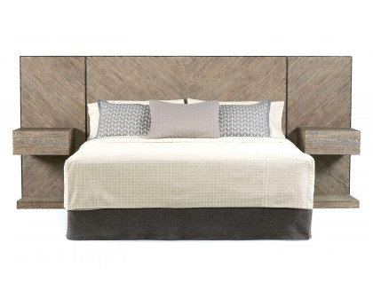 A.R.T. Epicenters Austin Brown Cedar Park Wall Panel Bed with Nightstand - King Size