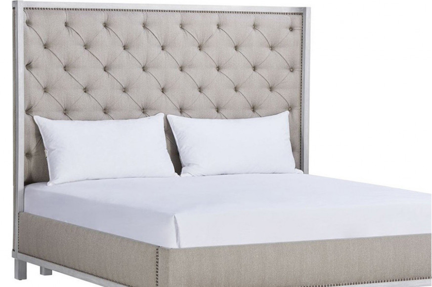 A.R.T.™ Artiste Chippy Gray Anna Flint Upholstered Panel Bed - King Size