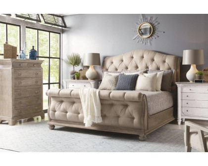 A.R.T. Furniture Summer Creek Shoals Upholstered Tufted Sleigh Bed - Queen Size