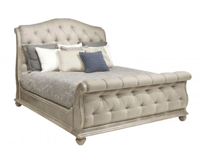 A.R.T. - Summer Creek Scrubbed Oak Shoals Upholstered Sleigh Bedroom Set