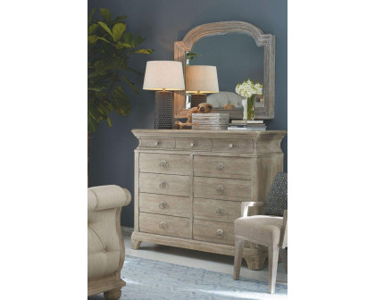 A.R.T. - Summer Creek Scrubbed Oak Shoals Upholstered Sleigh Bedroom Set