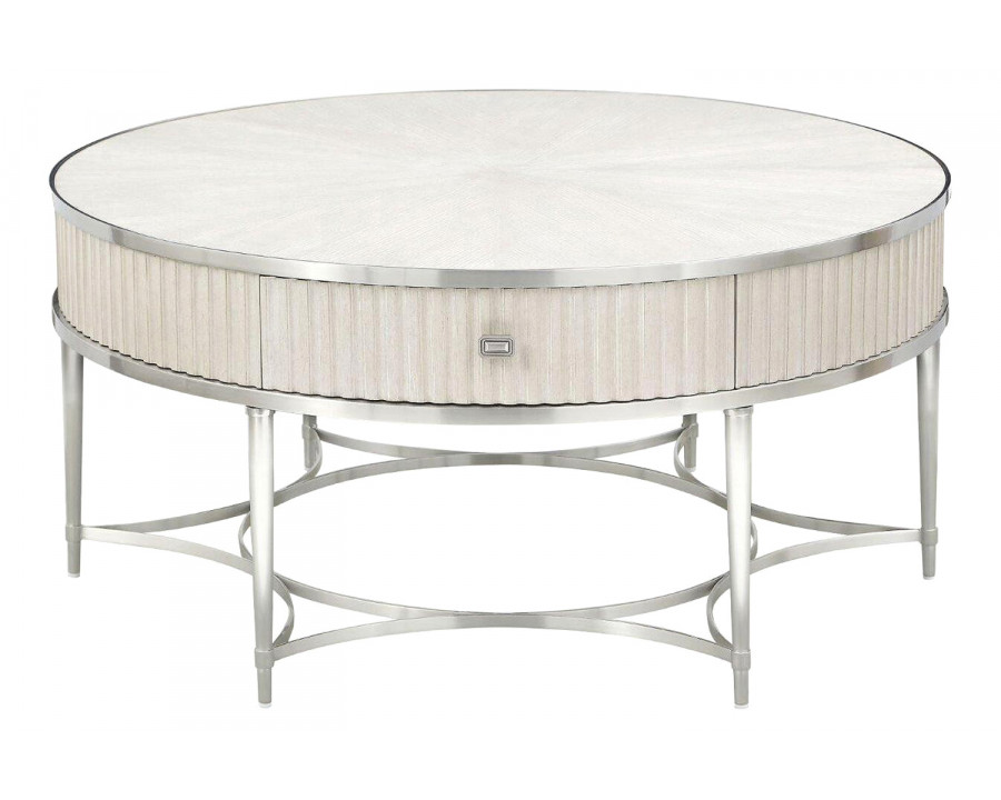 A.R.T. La Scala Ivory and Nickel Round Cocktail Table