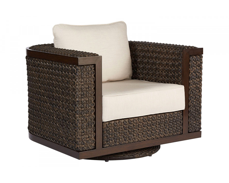 A.R.T. - Epicenters Ebony Brentwood Wicker Outdoor Swivel Rocking Club Chair