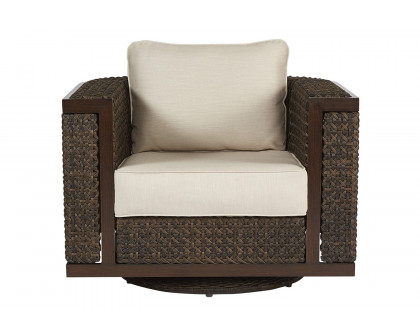 A.R.T. - Epicenters Ebony Brentwood Wicker Outdoor Swivel Rocking Club Chair