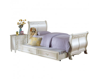 ACME - Pearl Twin Bed in Pearl White/Gold Brush Accent