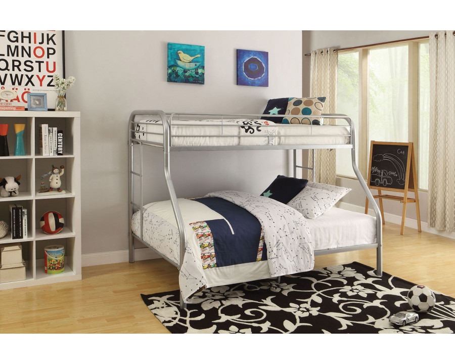 ACME Tritan Metal Bunk Bed - Silver, Twin Over Full