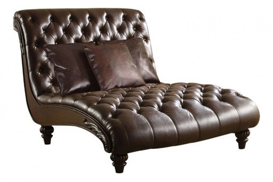 ACME™ Anondale Chaise with 3 Pillows - Brown