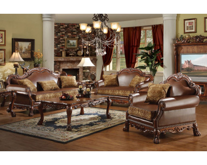 ACME - Dresden Sofa with 3 Pillows in Brown/Chenille/Cherry Oak