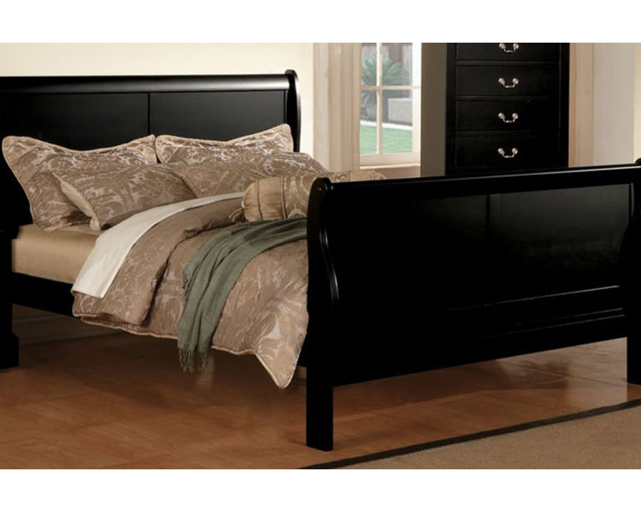 ACME Louis Philipe III Sleigh Bed - Black, Eastern King Size