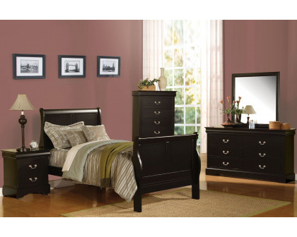 ACME Louis Philipe III Sleigh Bed - Black, Twin Size