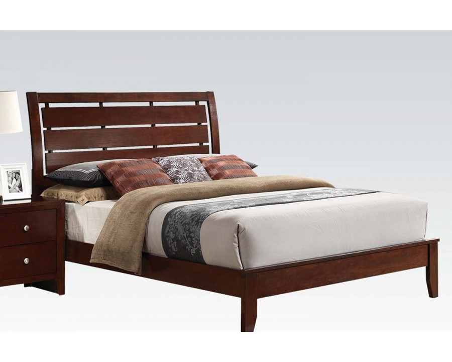 ACME - Ilana Platform Bed with Slat Design Headboard Brown Cherry