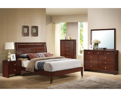 ACME - Ilana Platform Bed with Slat Design Headboard Brown Cherry