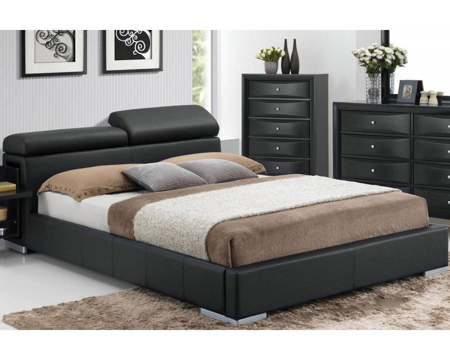 ACME Manjot Hidden Storage Platform Bed - Black, King Size