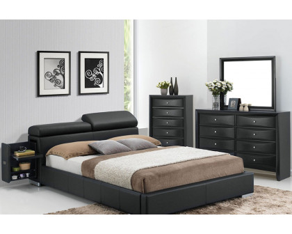 ACME Manjot Hidden Storage Platform Bed - Black, King Size