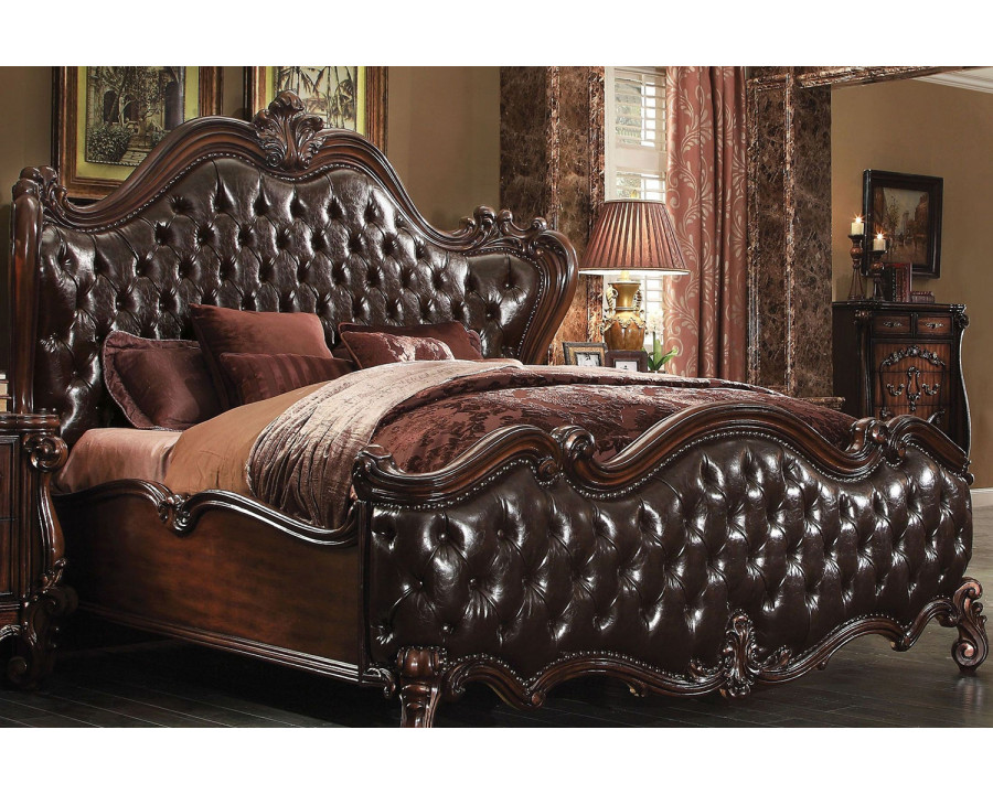 ACME Versailles Upholstered Panel Bed - Dark Brown, King Size