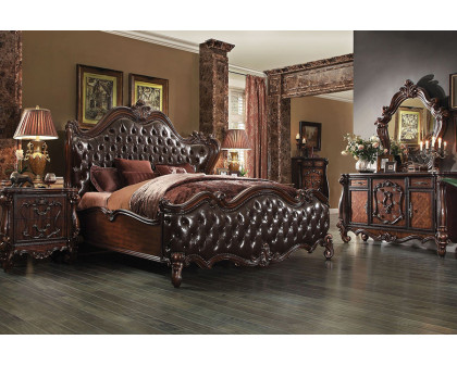 ACME Versailles Upholstered Panel Bed - Dark Brown, King Size