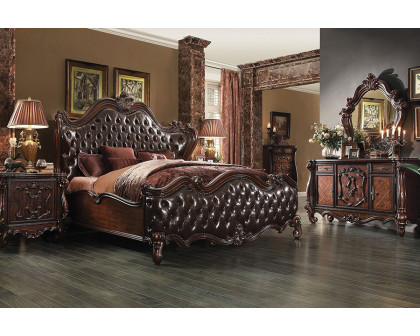 ACME Versailles Bed - Dark Brown PU/Cherry Oak, Queen Size