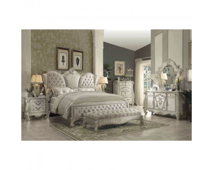 ACME Versailles CK Bed - Ivory Velvet/Bone White