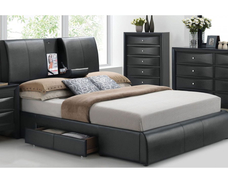 ACME Kofi Black Upholstered Platform Storage Bed - King Size