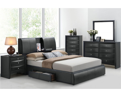 ACME Kofi Black Upholstered Platform Storage Bed - King Size