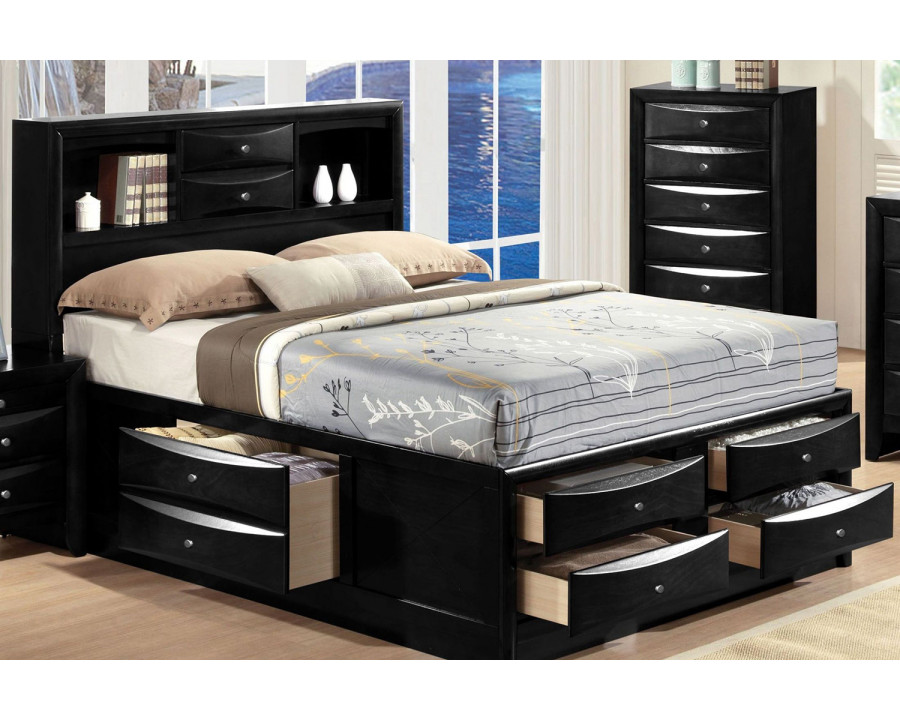 ACME Ireland Bookcase Storage Bed - Black, Full Size